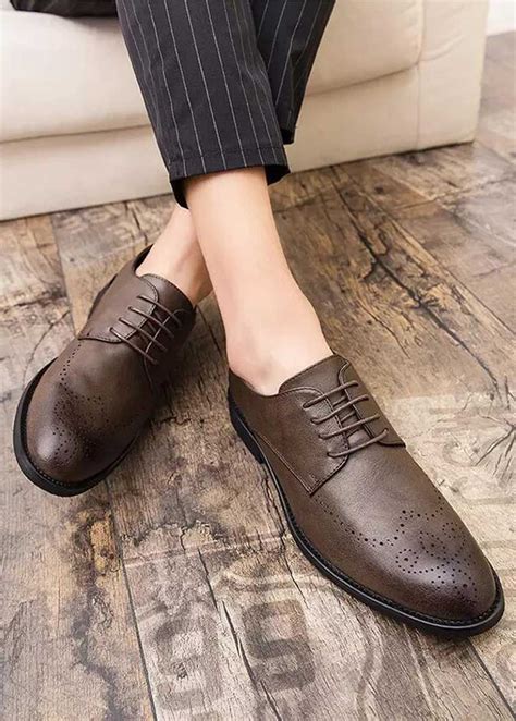 Brown Retro Brogue Leather Derby Dress Shoe 1964 Dress Shoes Men Dress Shoes Brown Leather