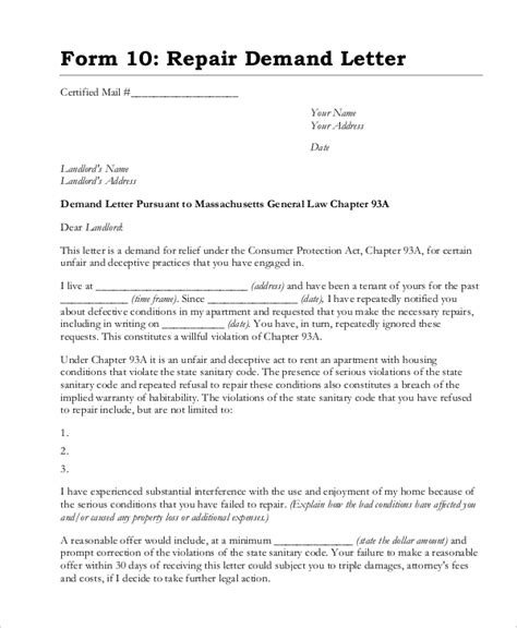 Letter Of Demand For Damages Template Demand Letter Template Pain And