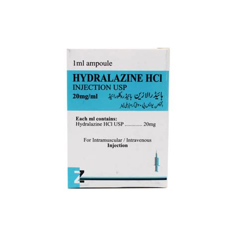 Hydralazine Hcl Inj 20mg 1amp Price In Pakistan