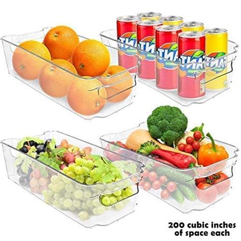 Greenco Fridge Bins Set Of 8 Stackable Clear Refrigerator Organizer