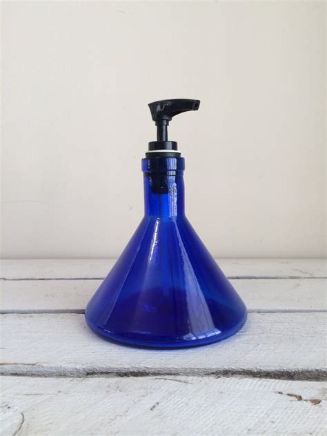 Vintage Cobalt Blue Glass Soap Dispenser Blue Glass Blue