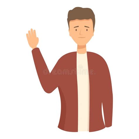 Young Man Waving Hand Cartoon Character Illustration Stock Vector