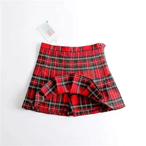 New Fashion Plaids Skirts Women High Waist Pleated Sexy Mini Skirt