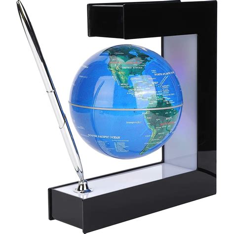 Glob Pamantesc Magnetic Plutitor Cu Iluminare Led Awwaline Albastru