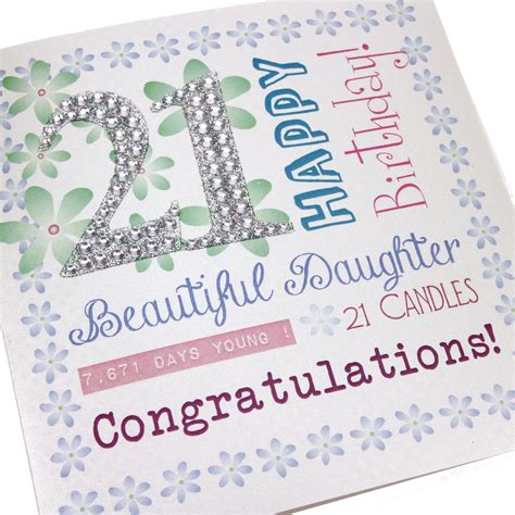 Handmade 21st Birthday Card Diamanté Numbers Sparkling Silver Glitter