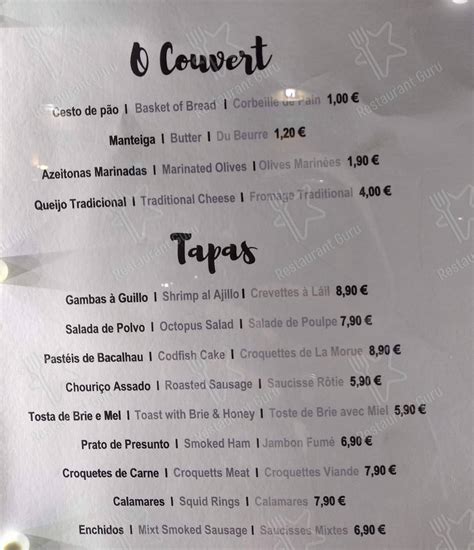 Menu Em Sabor Do Bacalhau Restaurante Lisboa