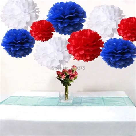 Bulk Pcs Royal Blue Red White Diy Tissue Paper Pom Poms Wedding