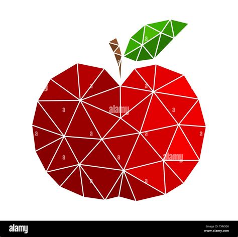 Red Apple Low Poly Geometric Shape Icon Vector Illustration Stock