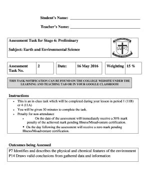 Fillable Online Students Name Teachers Name Assessment Task For Stage