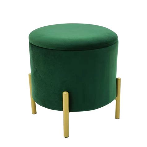 Round Storage Ottoman Stool With Metal Legs Wuxi Housetex Industries