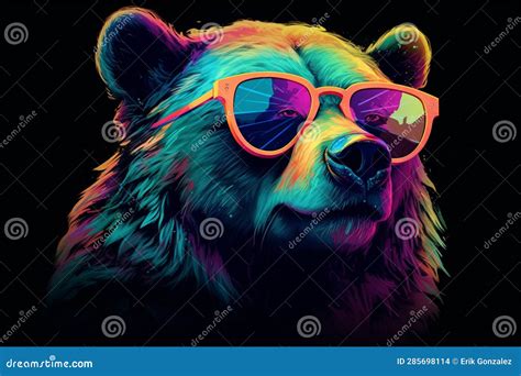 Close Up Of Brown Bear With Glasses Stock Illustration Illustration Of Nature Grizzly 285698114