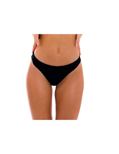 Textured Black High Leg Fixed Bikini Bottom Bottom Cotele Preto Lisboa