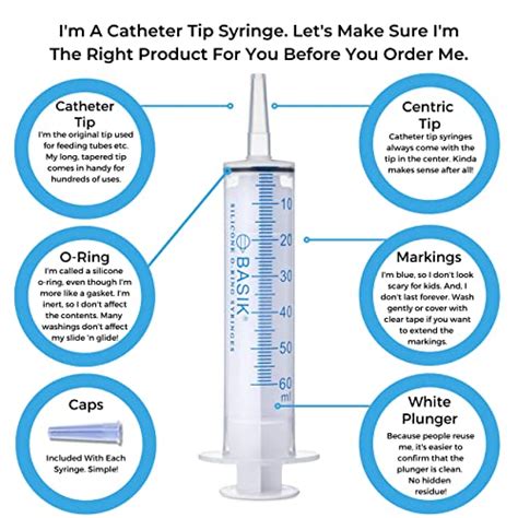 60ml | 60cc Cath Tip Silicone O-Ring Syringes | Tube Feeding | Oral ...