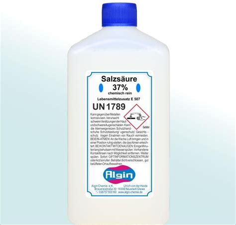 Salzsäure kaufen 37 1 Liter technisch rein HDPE Flasche Chemikalien