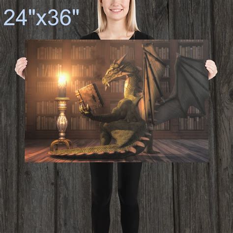 Bookwyrm Fantasy Dragon Themed Art Print Etsy