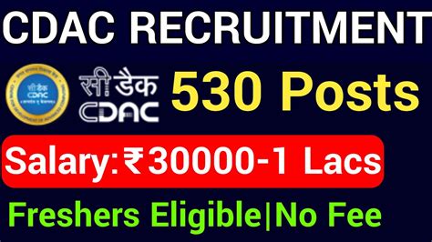 Posts Ii Cdac Recruitment Ii Rs To Lacs Pm Ii No Fee