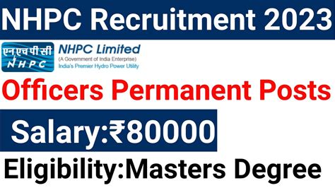 NHPC OFFICERS RECRUITMENT 2023 I GOVT OF INDIA PERMANENT JOBS I ALL