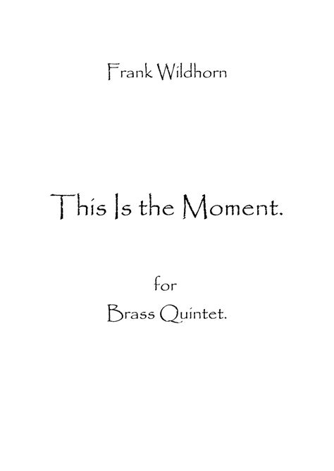 This Is The Moment Arr Spencer Bundy By Leslie Bricusse Sheet Music