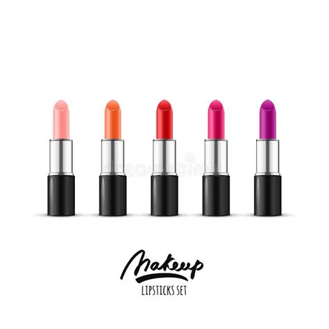 Set Vector Realistic Lipsticks Stock Illustrations 120 Set Vector