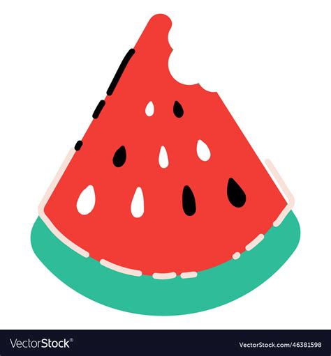 Biten Watermelon Slice Flat Royalty Free Vector Image