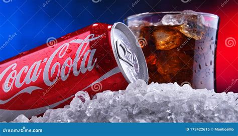 Can Of Coca Cola With Crushed Ice Editorial Image Image Of Carbonated