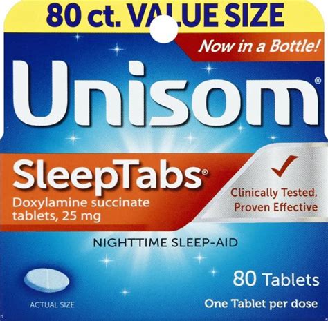 Unisom SleepTabs Doxylamine Succinate 25mg tablets / Nighttime Sleep-Aid, 80 Tablets - Discount ...