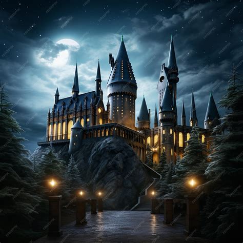 Premium Photo Hogwarts Castle At Night