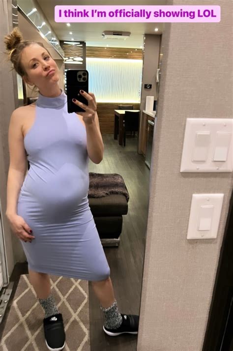 Pregnant Kaley Cuoco Shows Off Baby Bump In Halter Dress Slippers