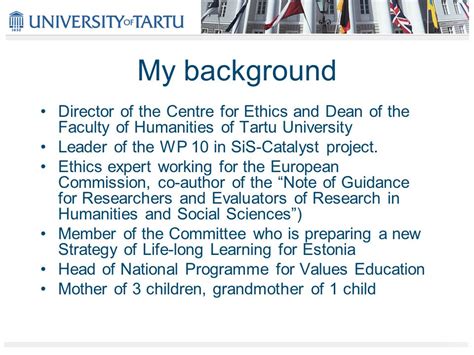 The Ethics Of Working With Children Prof Margit Sutrop University Of