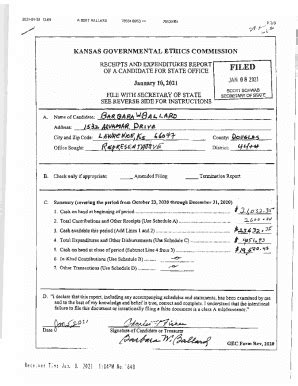 Fillable Online Ethics Ks Kansas Governmental Ethics Commission Of A