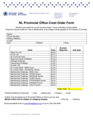 Fillable Online Crest Order Form Fax Email Print Pdffiller