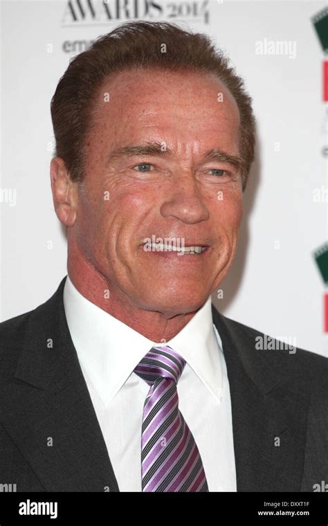 Arnold Schwarzenegger arriving for The 2014 Empire Film Awards, Grosvenor House Hotel, London ...