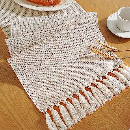 Amazon Laolitou Rustic Table Runner With Tassels Boho Farmhouse