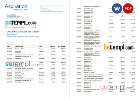 Egypt Aspiration Bank Statement Word And Pdf Template 4 Pages Katempl