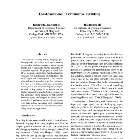 Low Dimensional Discriminative Reranking ACL Anthology