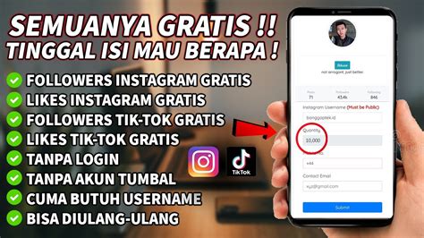 10 000 Followers Gratis Cara Menambah Followers Intsagram Dan Tik Tok