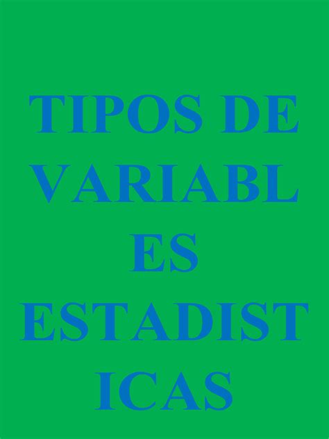 Infografías De Tipos De Variables Estadísticas Pdf