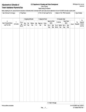 Fillable Online Adjustments To Schedule Of Tenant Assistance Payments