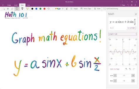 Graph Math Equations With Ink Math Assistant In Onenote For Windows