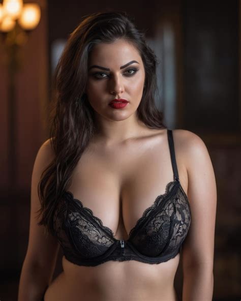Premium Photo A Woman In Black Lingerie Posing For The Camera