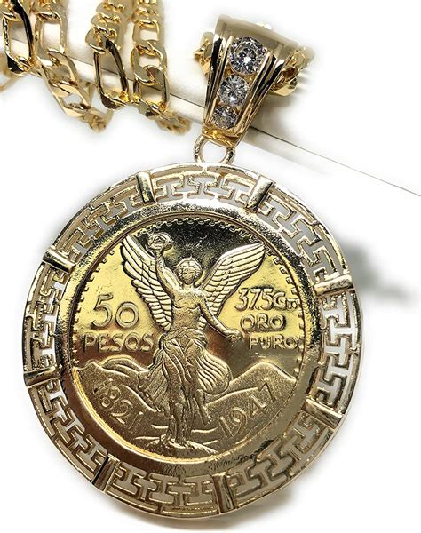 Fran Co Gold Plated Coin Centenario Mexicano Moneda Pesos Pendant