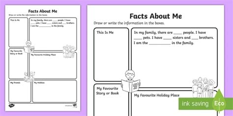 Year 1 Facts about Me Worksheet (Teacher-Made) - Twinkl