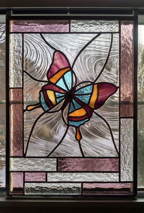 Butterfly Stained Glass Window Panel 11 3 4 X 16 Stained Glass Butterfly Stained Glass