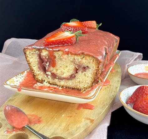 Strawberry Swirl Spelt Pound Cake With A Strawberry Glaze