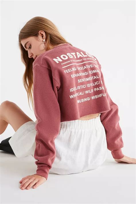 Nostalgic Cropped Crew Neck Sweatshirt Urban Outfitters