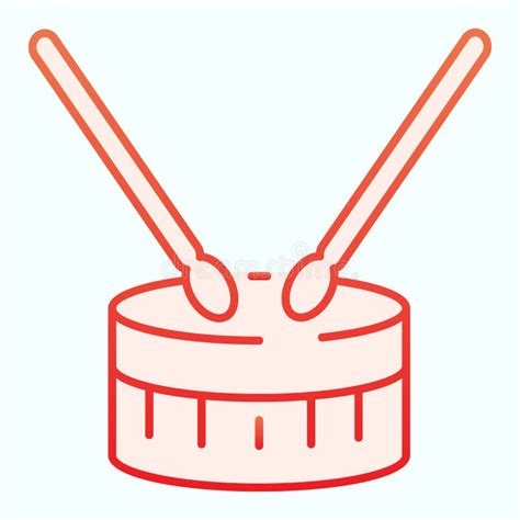 Drum With Drumsticks Flat Icon Percussion Musical Instrument Vector