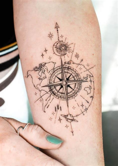 Nautical Compass Tattoo Forearm