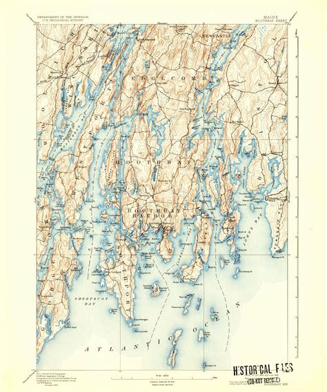 Boothbay Maine 1893 1936 Usgs Old Topo Map 15x15 Quad Old Maps