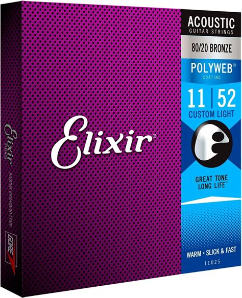 Elixir Strings Acoustic Guitar Strings, 6 String, Custom Light POLYWEB Coating: Amazon.ca ...