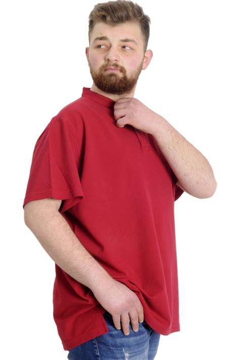 Modexl Mode Xl Büyük Beden Erkek T shirt Hakim Yaka Md Logo 22326 Bordo